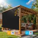 10'W x 8'H Black Outdoor Roller Shade with Crank Wand Patio Shades Roll up, UV Blocking & Privacy Protection, 120"W x 96"H