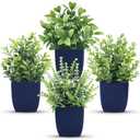 Der Rose 4 Pack Small Fake Plants Artificial Plants Indoor Office Desk Accessories for Aesthetic Room Decor Blue Bathroom Decor