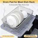 Silicone Dish Drying Mat for Kitchen Counter,Non-Slip Dish Drying Pad with Drain Lip,Heat Resistant Sink drying Mat for Dishes,Large Rubber dish drain mat dish rack mat (Grey,15.8"x13")