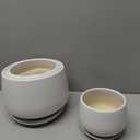 LE TAUCI Ceramic Plant Pots, 4.1+5.1+6.5 inch, Set of 3, Planters with Drainage Hole and Saucer, Indoor Flower Pot with Hole Mesh Pad, Gifts for Mom, White