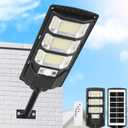 PLMMY Solar Lights Outdoor Waterproof, 6500K Solar Street Light Outdoor Dusk to Dawn, Flood Light with Motion Sensor and Remote Control, LED Security Light for Parking Lot, Yard-1 Pack