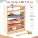 Vanplay Ball Drop Toys for One Year Old Boy Girls Birthday Gifts, Montessori Toys for 1 2 Year Old, Wooden Hammer Rolling Ball Toys for Toddlers 1-3, Cause and Effect Toys for Baby 12M+ First Gifts