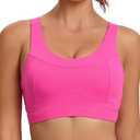 RUNNING GIRL Sports Bra for Women, High Impact Large Bust Padded Sports Bra Fitness Workout Running Yoga Tank Tops(WX2827 Bright Pink Small)