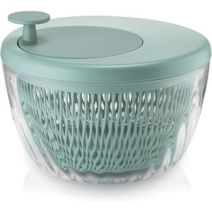 GUZZINI 10" Salad Spinner with Lid - Lichen Green, Wash, Spin & Dry Vegetables, Fruits, Salad, Built in Draining - Fruit Washer Fruit Dryer, Home Gadgets & Kitchen Tools 7.5" H x 10.2" L x 10.2" W
