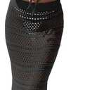 Fisoew Womens Crochet Cover Up 2 Piece Skirt Sets Sleeveless Crop Cardigan Tank Tops Swim Coverup Set (Small, Black)