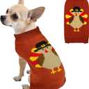 Thanksgiving Dog Sweater, Knitted Dog Thanksgiving Fall Holiday Sweaters Outfit Clothes for Small Medium Large Dogs Pets (Turkey, Small)