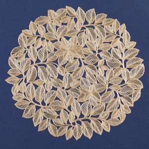 FAVE Golden Round Placemats Set of 6 Vinyl Slip Resistant Table Mats Elm Leaf Washable Indoor/Outdoor Vinyl Hollowout Placemats for Dining Table Durable PVC Table Mats (Elm Leaf, 6PCS)