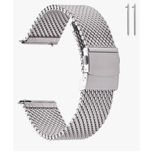 EACHE Stainless Steel Thick Mesh Watch Bands for Mens, Quick Release Adjustable Heavy Duty Mesh Watch Straps 18mm 20mm 22mm