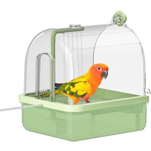 Bird Bath for Cage, Automatic Parakeet Bath with Pump, Indoor Bird Shower with Running Water, Filter, Bird Cage Accessory for Pet Birds, Lovebirds, Finches, Cockatiel