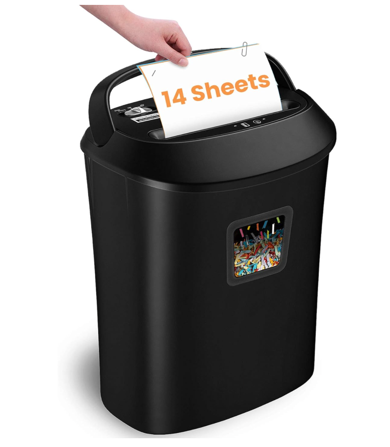 VidaTeco Paper Shredder, 14-Sheet Cross Cut Shredder for Home Office, 6.6-Gallon Bin with US Patented Cutter & Anti-Jam System, Heavy Duty Document Shredder for Credit Cards, CD, Mail & Staples, ETL