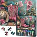 Jigsaw Puzzles 1000 Pieces for Adults, Cowboy Boots Adult Jigsaw Puzzles, Cowboy Hat 1000 Piece Jigsaw Puzzle, Puzzles Jigsaw Educational Finished Size 19.5 x 27.5 Inch