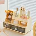 Makeup Organizer with Drawers for Vanity,Bathroom Countertop Organizer with Brushes Holder,Skincare Storage Organizer,Perfect Cosmetic Display Case for Your Beauty Essential (Cream)