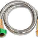 Metal Short Garden Hose 2 ft, Flexible Stainless Steel Garden Hose 2 ft Lightweight Water Hose with Brass Fittings (2 Feet)