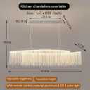 Aluminum Tassel Linear are Deco Rectangular Chandelier,LED Kitchen Chandeliers Over Table, Hanging Light Fixture for Dining Room with Remote Control L47