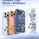 GVIEWIN for iPhone 17 Pro Max Case, with Screen Protector+Full Camera Protection, [NonYellowing] Clear Floral Slim Shockproof Protective Women Phone Case for iPhone 17 Pro Max 6.9", Aconite/Blue
