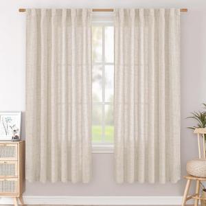 BGment Linen Curtains 72 Inch Length 2 Panels for Living Room, Rod Pocket Boho Semi Sheer Drapes Light Filtering Rustic Privacy for Bedroom Dining Back Tab, 52 X 72 Inch