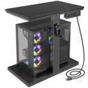 Computer Tower Stand with Charging Station & USB Ports - Adjustable Height PC Stand 2-Tier, Under Desk for ATX-Case with Wheels, CPU Holder for Office, Home, Gaming Room