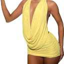 Women 2 Piece Skirt Set Y2K Sheer Mesh Sleeveless Tie Back Halter Neck Crop Top Mini Skirts Coquette Going Out Outfit, S