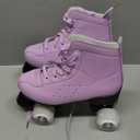 Roller Skates for Women and Men Cowhide High-Top Shoes Classic Double-Row Roller Skate Four-Wheel Roller Skates for Men Girls Unisex (35=US:5, purple flash)