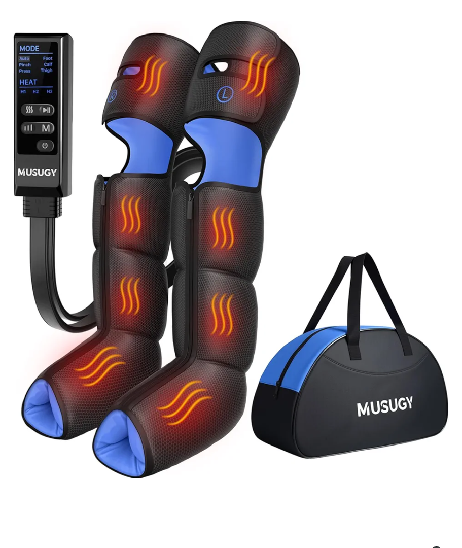 Leg Massager with Heat and Compression : Sequential Compression Boots with 6 Modes,9 Intensity and 3 Heat for Circulation and Pain Relief - Christmas Birthday for Mom, Dad, Athletes, Gym
