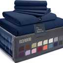 BELADOR Silky Soft Luxury Twin Sheet Set - 4 Piece Bed Sheets with Elastic, Breathable Hotel Pillowcase Set, Wrinkle Free Oeko-Tex (Navy)
