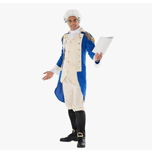 Morph George Washington Costume For Adults With Wig - Colonial Men’s Costume - Historical Dress Up Outfit ,Size Large