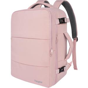 Taygeer Travel Backpack for Women, Carry On Backpack with Water Bottle Pocket & Shoe Pouch, TSA 15.6inch Laptop Mochila Flight Approved, Nurse Bag Casual Daypack for Weekender Business Hiking, Pink