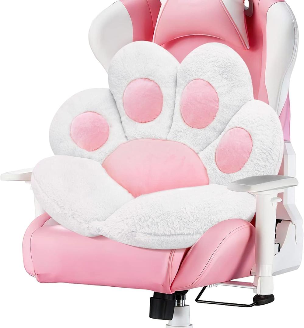MOONBEEKI Cat Paw Cushion Chair Comfy Kawaii Plush Seat Cushions Shape Lazy Pillow for Gamer Chair 28"x 24" Cozy Floor Cute Seat Kawaii for Girl Worker Gift, Dining Room Bedroom Decorate White