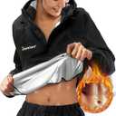 Junlan Sauna Suit for Women Sweat Jacket Gym Workout Vest Sweat Suits for Women (3X-Large, A.black Tops Only)