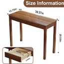 Solid Wooden Desk with Drawers - 39 x 16 Inch Narrow Desks, Rubberwood Mid Century Modern Desks, Small Writing Desk for Bedroom|Small Spaces - Walnut Color