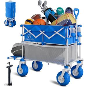 Beach Wagon with Big Wheels for Sand,400L Double Decker Wagon with Extender