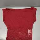 CSDAJIO Women's Summer Cap Sleeve Off The Shoulder Lace Top Asymmetrical Dolman Tee Boat Neck T Shirt (Red, M)