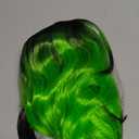 Black Wavy Bob Wig With Green Highlight, 14 Inches Short Synthetic Hair for Women, Cosplay Halloween Party Use (HL Green)
