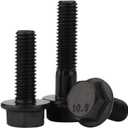 M8 x 55mm Flanged Hex Head Bolts Flange Hexagon Screws, Grade 10.9 Alloy Steel, Black Oxide Finish, Partial Thread, 10 PCS