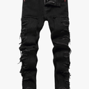 Boy's Skinny Fit Ripped Destroyed Distressed Fashion Denim Jeans Pants Black Size 14 Black