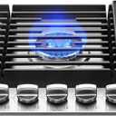 GASLAND Master 30 Inch Heavy Duty Gas Cooktop with Griddle PRO GH3805SS1FC with 5 Burners, CSA certified, 120V Plug-in, NG/LPG Convertible