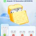 Boaretiu Cute Case for AirPods 2nd/1st - Funny 3D Soft Silicone Design Cover with Carabiner for Women Girls Girly Boys for Air Pods 1st/2nd, Bread