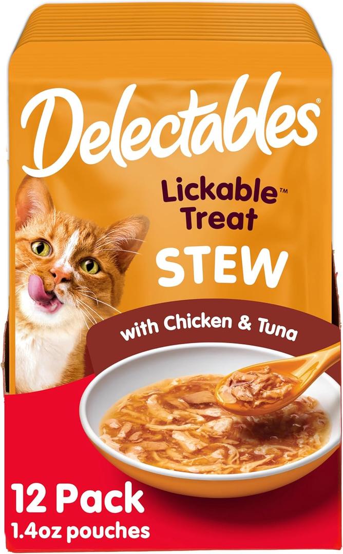 Hartz Delectables Stew Lickable Wet Cat Treats for Adult & Senior Cats, Chicken & Tuna, 1.4 Ounce (Pack of 12), BB MAR 29 2027