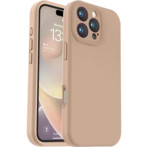 Vooii Compatible with iPhone 16 Pro Case, Liquid Silicone Upgrade [Camera Protection] [Soft Anti-Scratch Microfiber Lining] Shockproof Phone Case for iPhone 16 Pro 6.3 inch - Light Brown