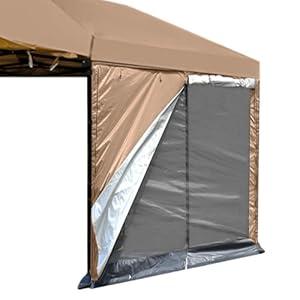 MQoutdoor Middle Zipper Door Sidewall for 10x10 Pop up Canopy Tent with Mosquito Netting Side Wall Waterproof Sun Protection Only 1 Side, Khaki