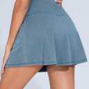 THE GYM PEOPLE Women's Jean Skorts Cross Waist Denim Skirts with Pockets | High Waist, Tummy Control, Built-In Shorts, 2 In 1 Pockets, Stretchy and Breathable, For Tennis, Golf and Daily Wear (Blue, XXL)