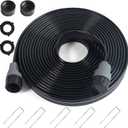 Sprinkler Soaker Hose 25 ft, Flat Watering Hose with Holes, Water Saving Drip Line Irrigation Hoses with Garden Staples for Lawn, Vegetable Garden Beds (25 ft) (Black)