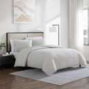 Vera Wang - Queen Comforter Set, Soft Cotton Bedding w/Smooth Cotton Percale Reverse, Lightweight for Year Round Comfort, 3 Piece Bed Set w/Matching Pillowcases (Woven Tucks Beige)