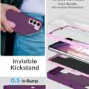 AICase for Samsung Galaxy S23 Plus Case Built-in Kickstand with Glass Screen Protector,Heavy Duty Drop Protection Full Body Rugged Shockproof Military Protective Tough Durable S23+Plus 6.6"_4 (Burgundy/Light Coral+Glass Protector/Camera Lens)