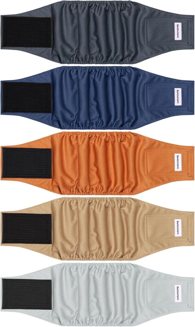 5 Pack Dog Diapers Male, High Absorbing Dog Wraps, Belly Bands for Male Dogs with Incontinence or Frequent Urination, Washable Doggie Diapers Brown, S