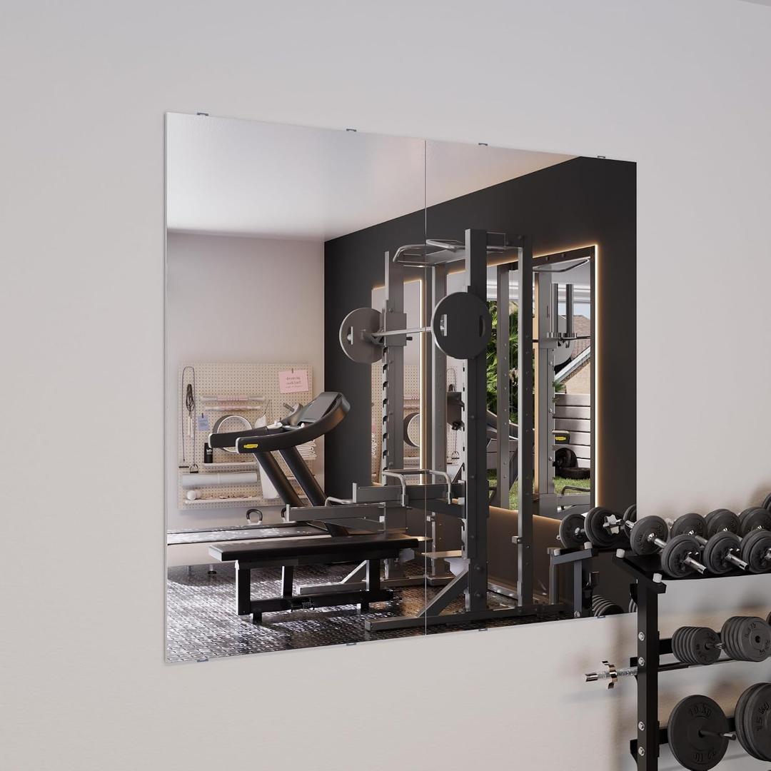 47"x26" 2-Pack Full Length Glassless Shatterproof Gym Mirror for Home Wall | 4 lbs Ultra Lightweight Full Body Nano Mirror,Frameless Garage Gym Mirror for Home Gym,Closet,Door,with Easy Installation Kit