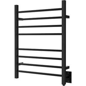 HEATGENE Towel Warmer, Heated Towel Warmer Rack, Wall-Mounted Hardwired/Plug-in Electric Towel Warmers for Bathroom, Hot Towel Rails - Matte Black (H 31.49  W 23.62)