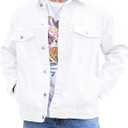 Bindefon Denim Jackets for Men Trucker Jean Jacket Unlined Coats Spring Fall Outfits (White)