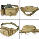 Concealed Carry Pistol Waist bag Tactical Conceal Carry Pistol Bag Fanny Packs Handgun Holster Pouch with Bottle&Gun Holder Fits 1911 Glock etc (Khaki)