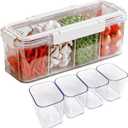 Kitchen Storage Containers With Removable 4 Compartment,Fridge Organizer With Hidden Handled,Clear Acrylic Food Storage Containers with Lids Airtight